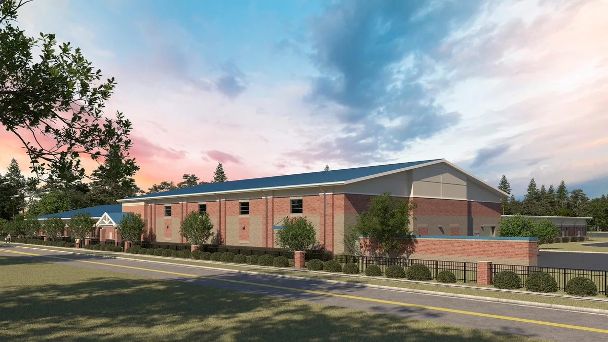 Gym-side rendering of the Lake Norman Charter School elementary building