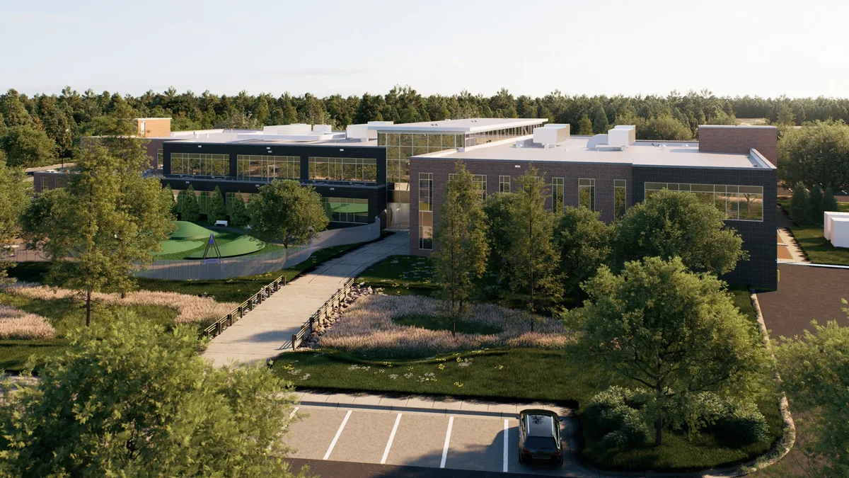 Aerial rendering of the Pender County Health & Human Services facility