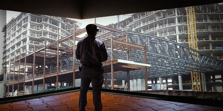 Virtual reality walkthrough of a building under construction