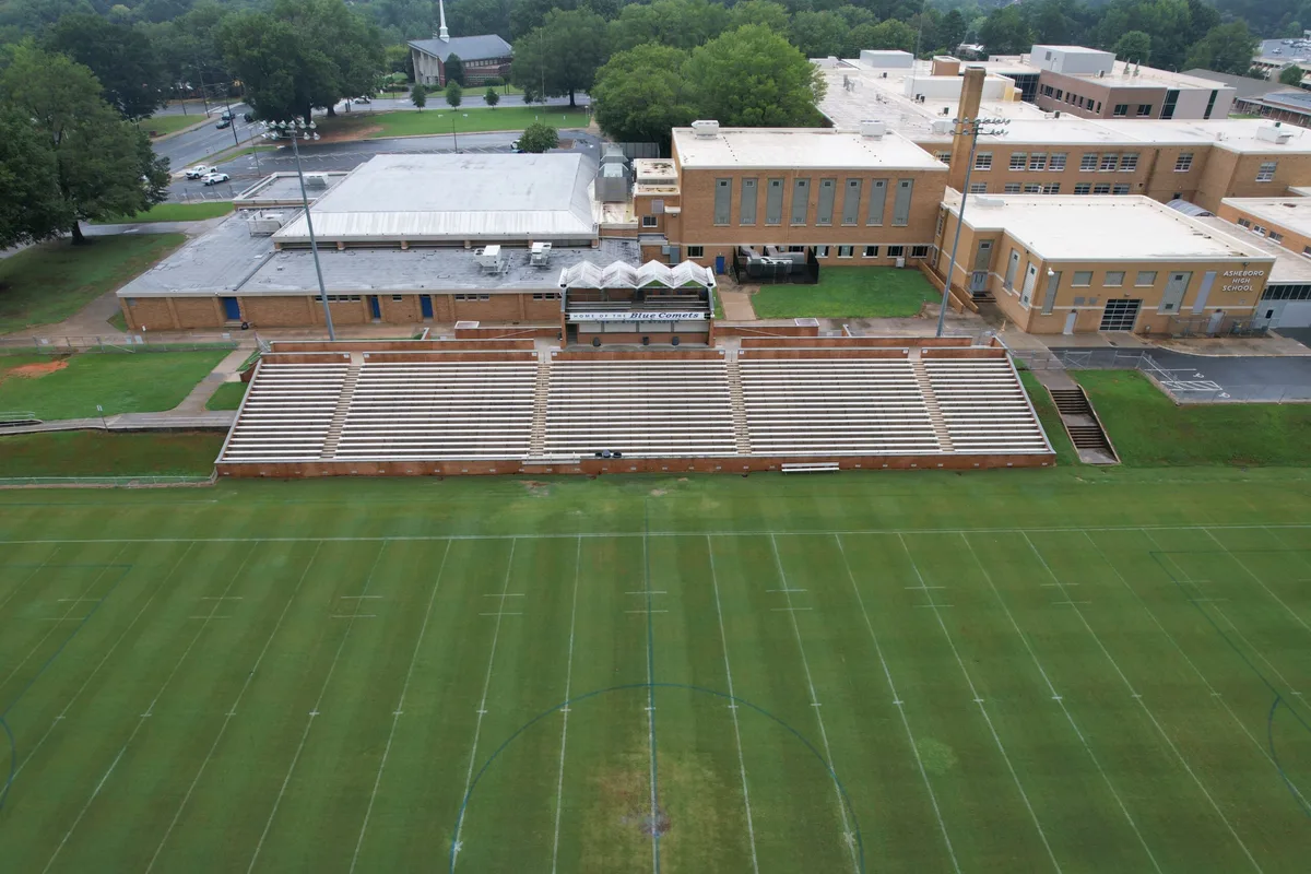 Aerial drone photo of a building rooftop